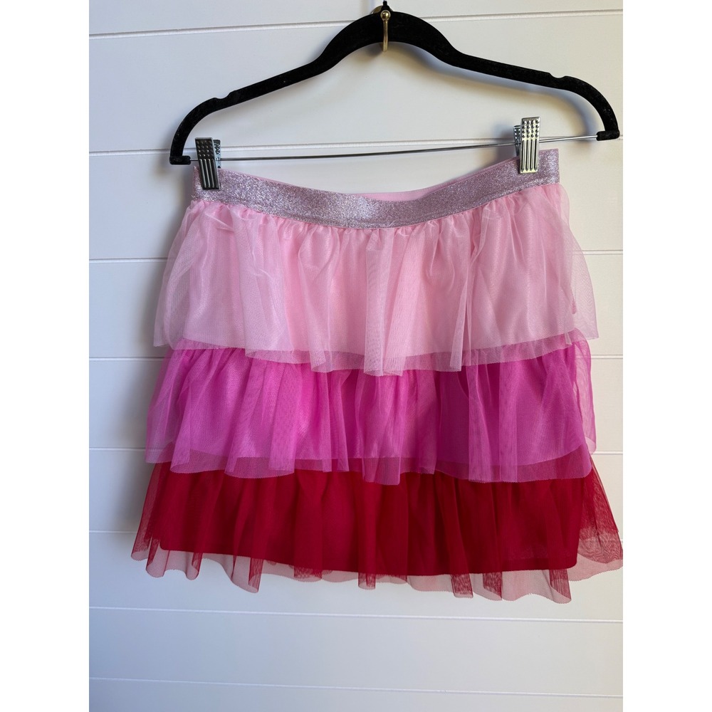 Way To Celebrate Girls Valentines Day Pink Red Tiered Mesh Tutu Skirt XXL 18 NWT